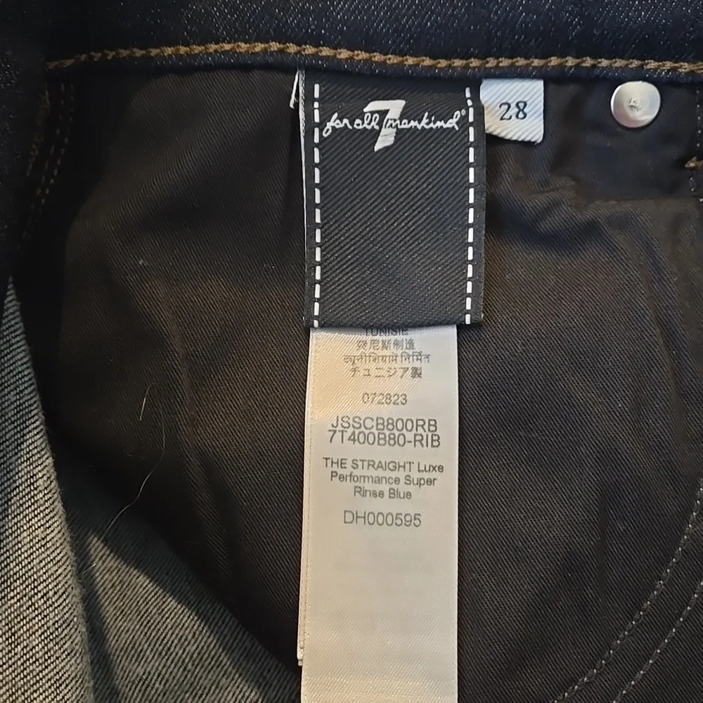 7 For All Mankind Men's THE STRAIGHT Luxe Super Rinse Blue Jeans Sz 28 NWT